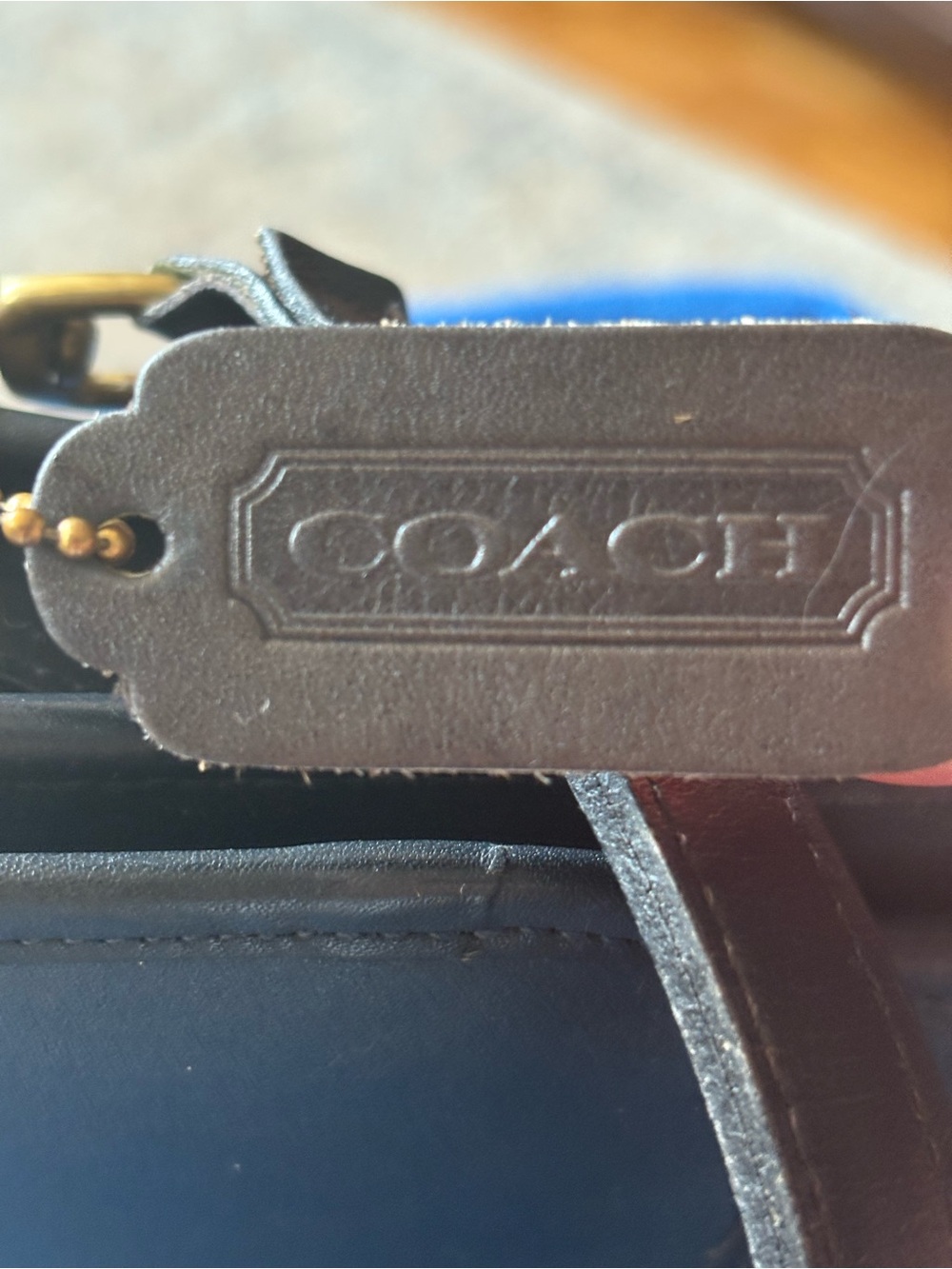 Vintage Coach two way bag Navy leather with brass hard wear made around 1970 - Picture 8 of 16